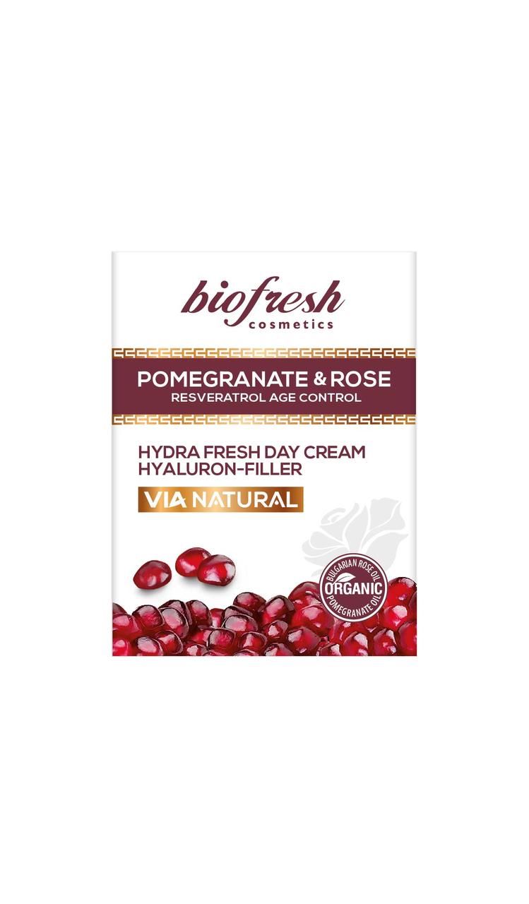 Ніжний зволожуючий денний крем для обличчя Via Natural Pomegranate and Rose від BioFresh 50 мл