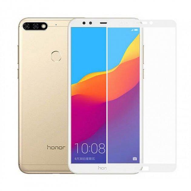 Скло захисне Full Glue для Huawei Y7 2018 в тех. упаковці- білий