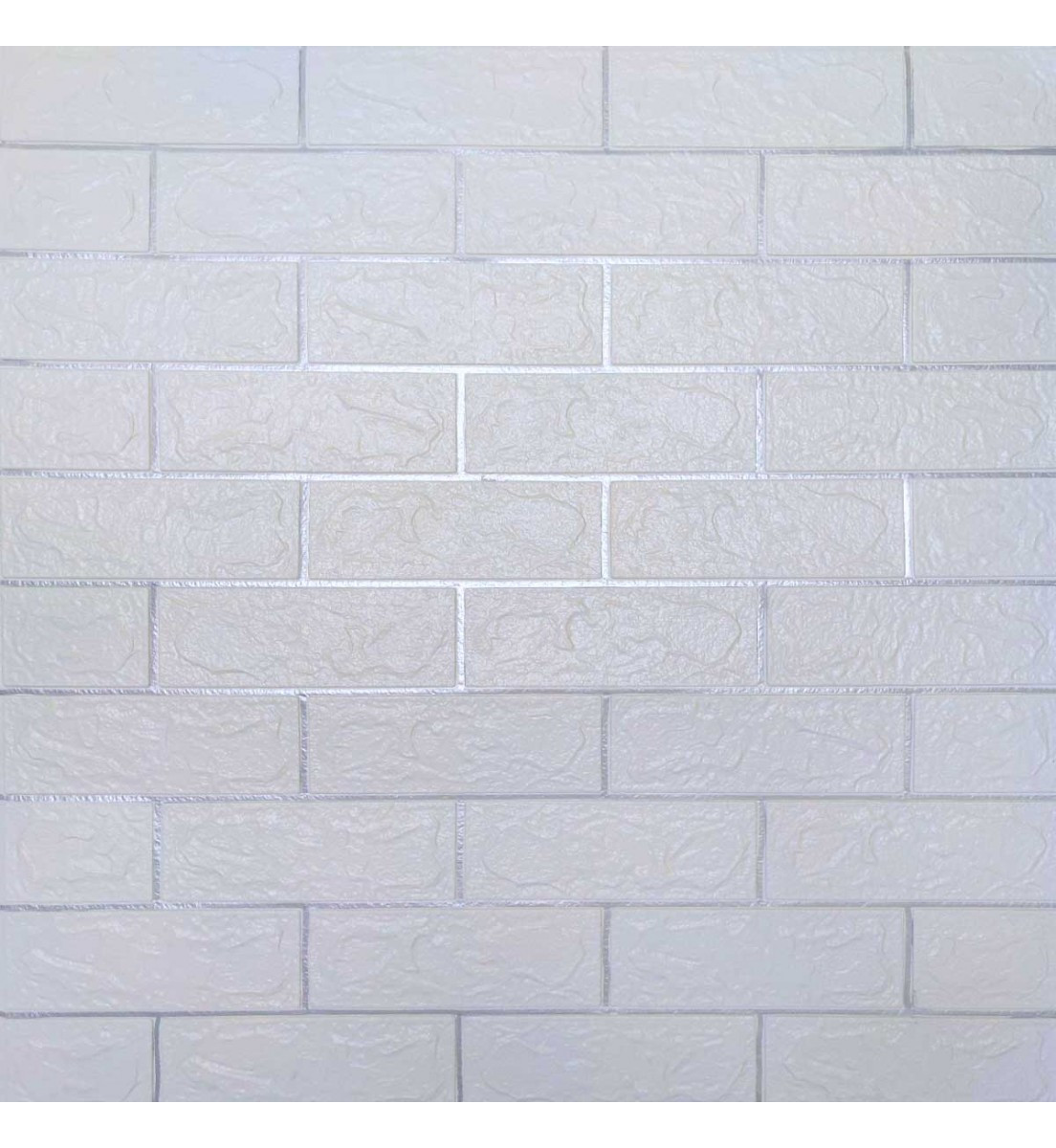Самоклеюча декоративна 3D панель під білий цегла зі сріблом 700x770x3 мм, 3д м'які панелі для стін самоклейка на, фото 1