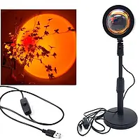 LED Лампа Sunset Lamp эффект солнца (проекционная лампа, свет для съемки, лампа рассвет закат,)