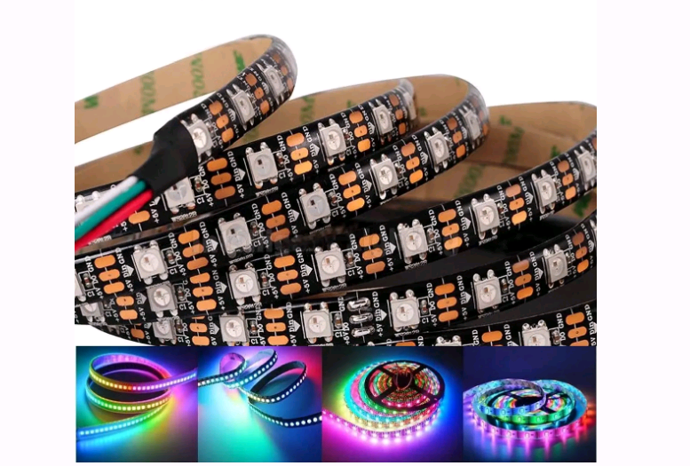 Світлодіодна стрічка адресна SMD 5050/60 5V RGB WS2812b IP20 Код.52387