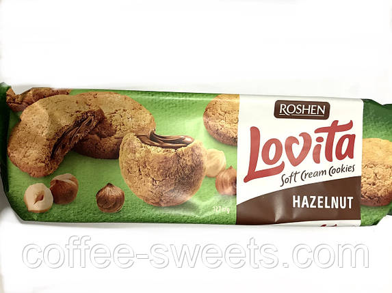 Печиво Roshen Lovita Classic soft heart hazelnut (фундук) 127г, фото 2