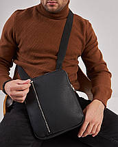 Чоловіча зерниста сумка планшет через плечо Vertical зерниста екошкіра, фото 2