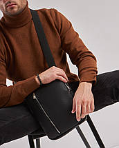 Чоловіча зерниста сумка планшет через плечо Vertical зерниста екошкіра, фото 3