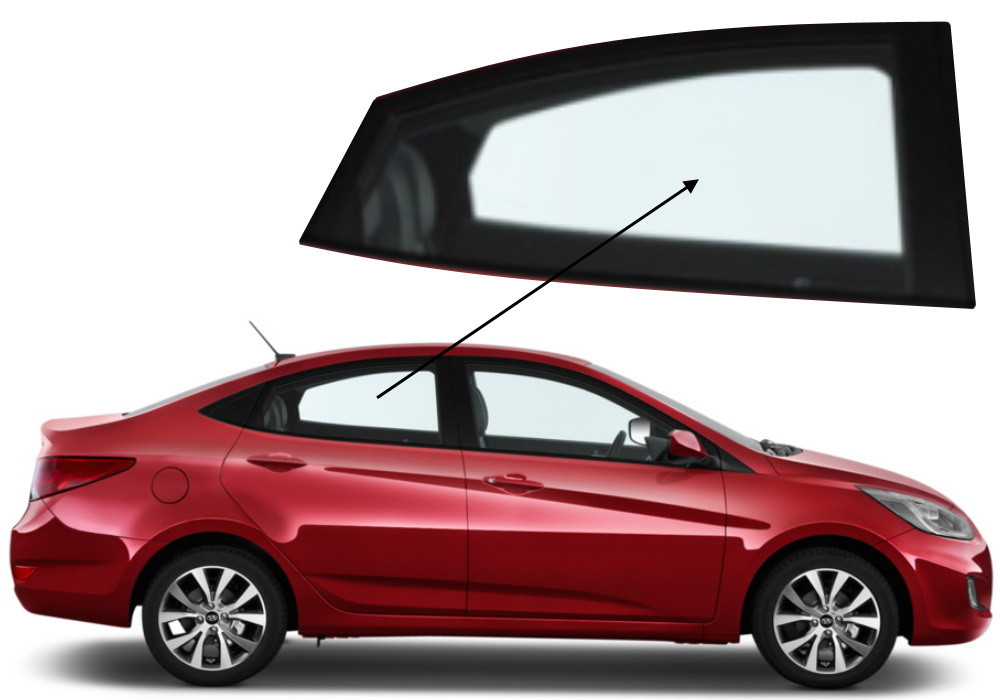 Бічне скло Hyundai i25 2011-2017 задніх дверей праве
