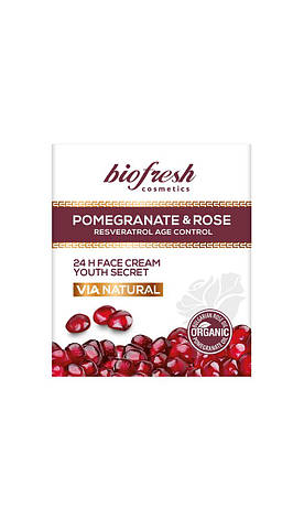 24-годинний відновлюючий крем для обличчя Via Natural Pomegranate and Rose від BioFresh 100 мл, фото 1