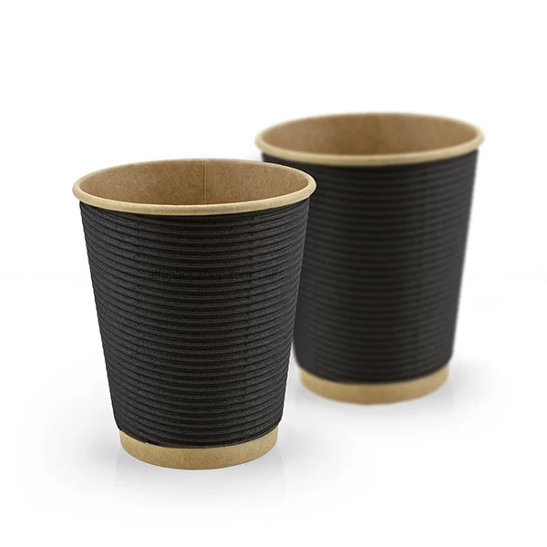 Стакан паперовий гофрований 270мл чорний ЕКО F-горизонт 25шт/уп