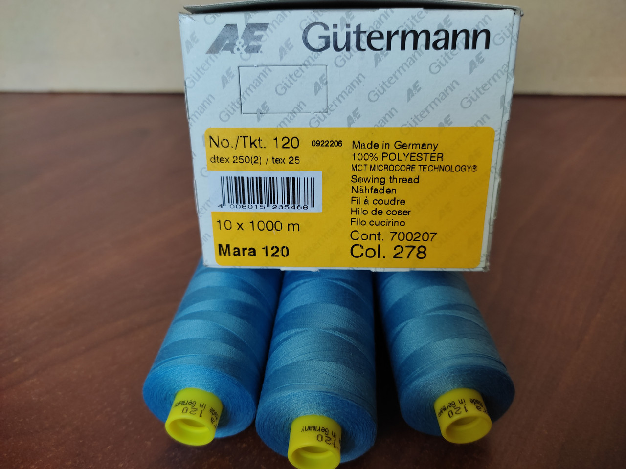 Нитки армир GUTERMANN MARA №120 1000м col 278 голубой - фото 9 - id-p1867097117