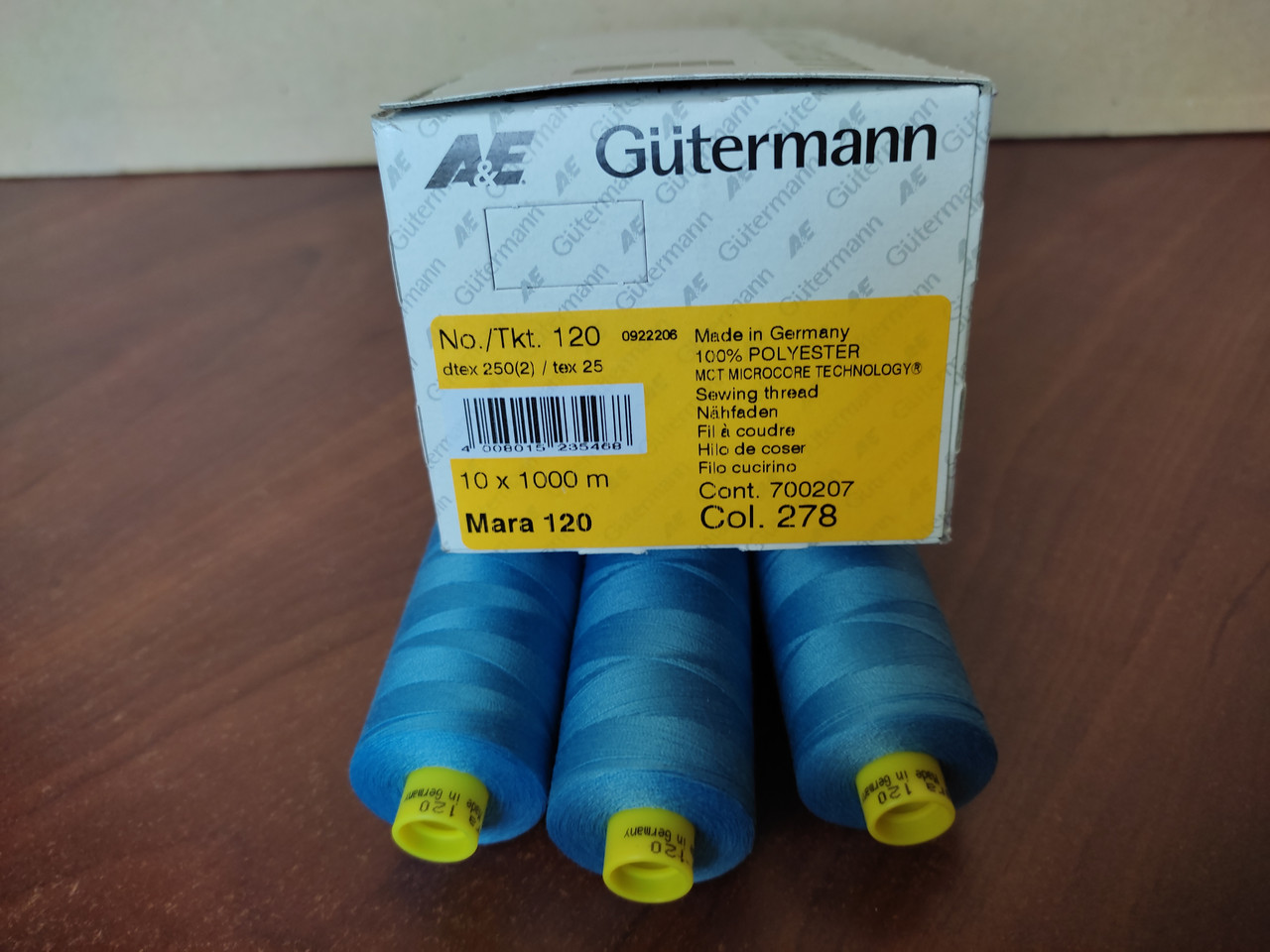 Нитки армир GUTERMANN MARA №120 1000м col 278 голубой - фото 3 - id-p1867097117