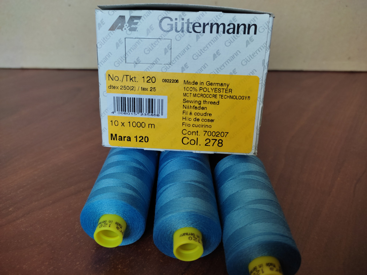 Нитки армир GUTERMANN MARA №120 1000м col 278 голубой - фото 5 - id-p1867097117