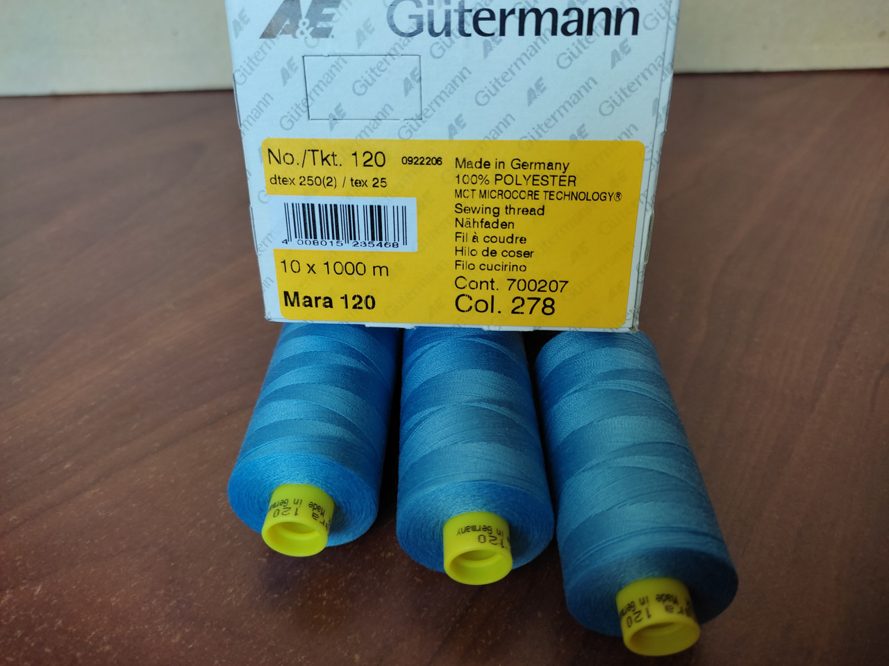 Нитки армир GUTERMANN MARA №120 1000м col 278 голубой - фото 10 - id-p1867097117