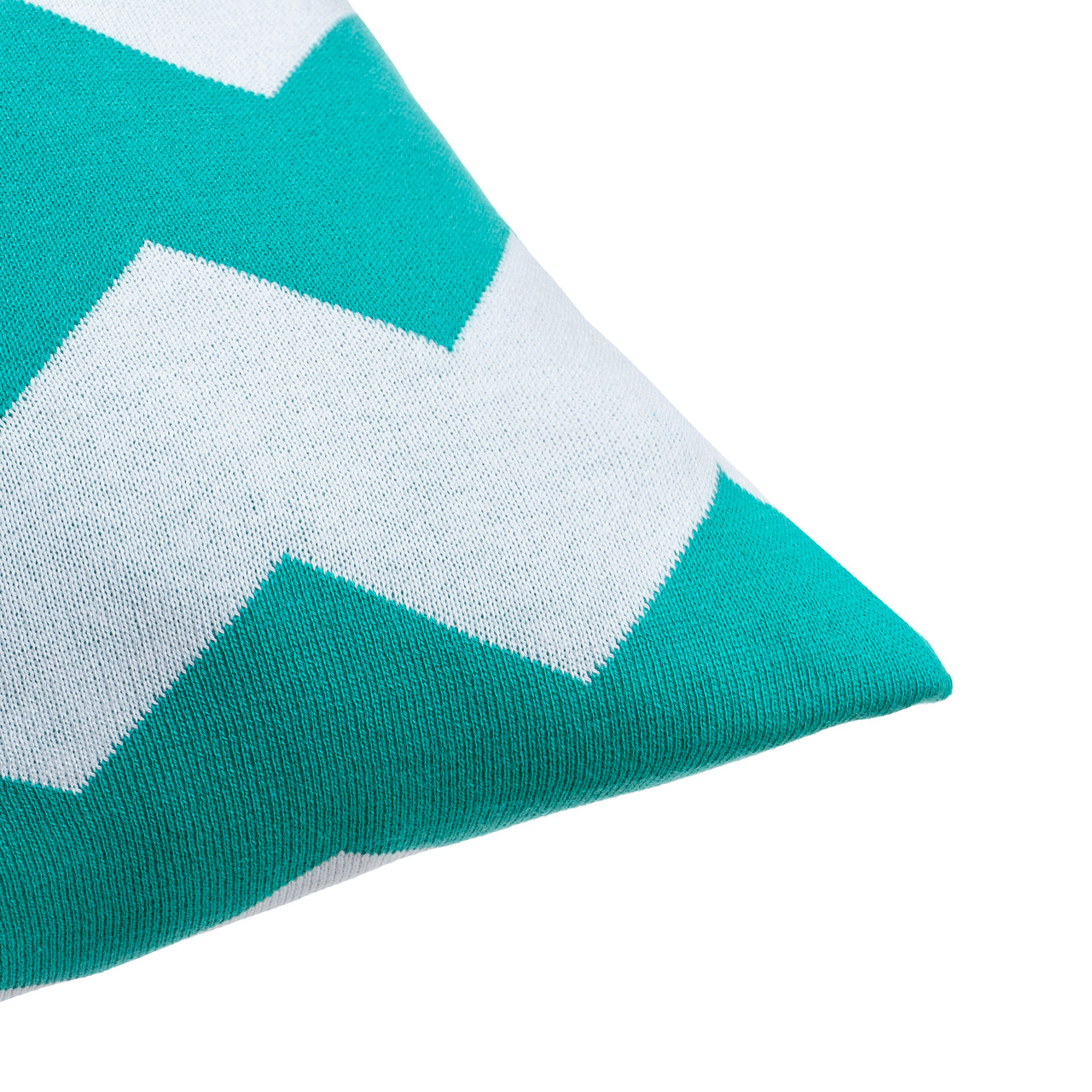 Чохол для подушки в'язаний Ohaina 70x50 Turquoise + White