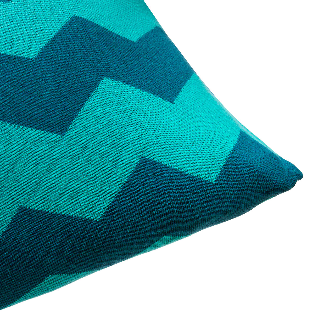Чохол для подушки в'язаний Ohaina 70x50 Ocean blue + Turquoise