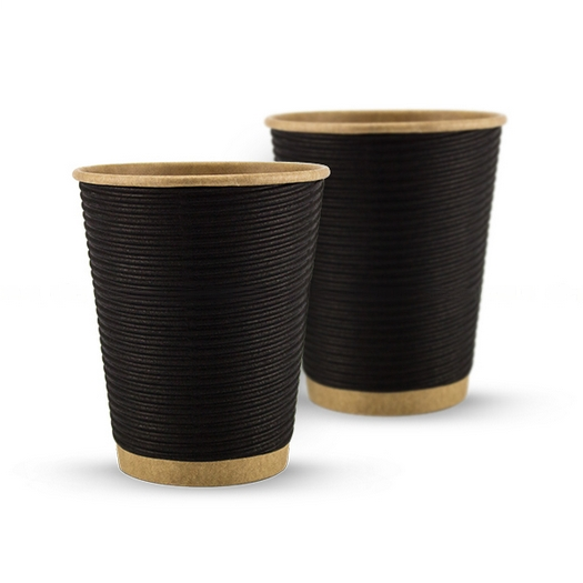 Стакан паперовий гофрований 180мл чорний ЕКО F-горизонт 25шт/уп