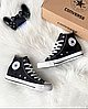 Жіночі та чоловічі кеди Converse All Star Black (Чорні з білим) Кеди Високі Конверс Алл Стар текстиль унісекс, фото 3
