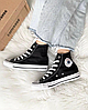 Жіночі та чоловічі кеди Converse All Star Black (Чорні з білим) Кеди Високі Конверс Алл Стар текстиль унісекс, фото 8