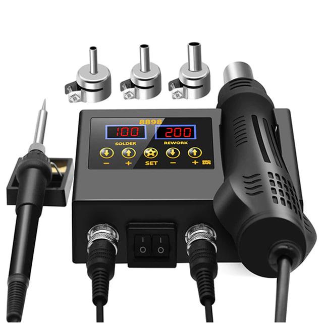 Паяльна станція JCD 8898 700W компактна, знімний фен (150 л/хв), надійні насадки