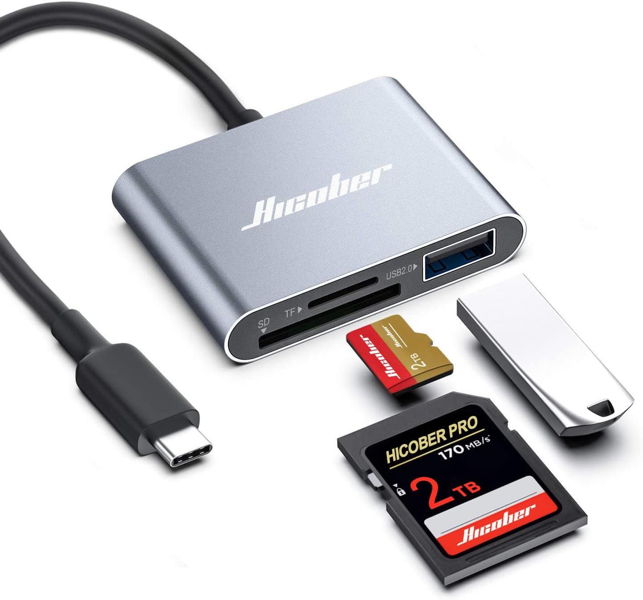 Пристрій читання карт Hicober USB C на SD, пристрій читання карт пам'яті Micro SD, фото 1