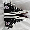Жіночі та чоловічі кеди Converse All Star Black (Чорні з білим) Кеди Високі Конверс Алл Стар текстиль унісекс, фото 6
