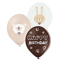 Латексні кульки "Happy Birthday" лісові звірі Belbal