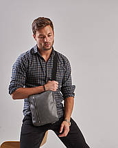 Чоловіча сіра сумка планшет через плечо Vertical екошкіра, фото 3