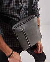 Чоловіча сіра сумка планшет через плечо Vertical екошкіра, фото 2