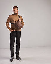 Чоловіча коричнева сумка планшет через плечо Vertical екошкіра, фото 2