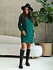 Молодіжне класичне плаття-трапеція з довгим рукавом, на роботу, зелене, фото 4