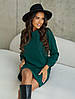 Молодіжне класичне плаття-трапеція з довгим рукавом, на роботу, зелене, фото 2