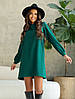 Молодіжне класичне плаття-трапеція з довгим рукавом, на роботу, зелене, фото 3