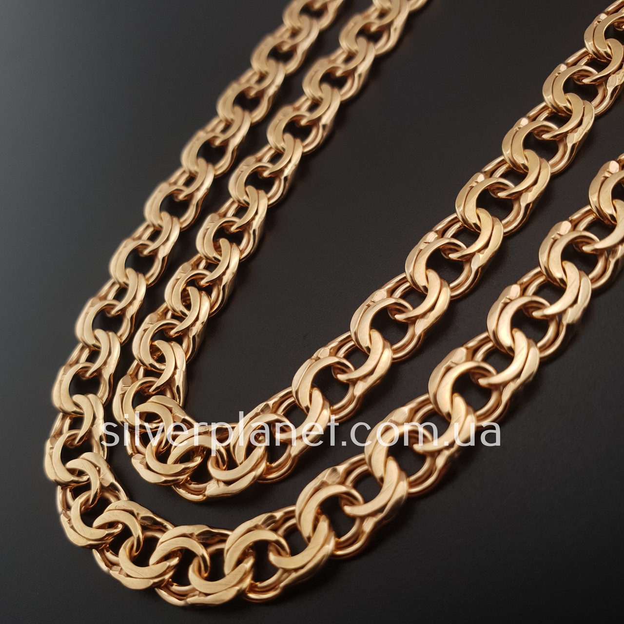 Купить Толстая позолоченная мужская цепочка на шею серебро. Серебряная ...