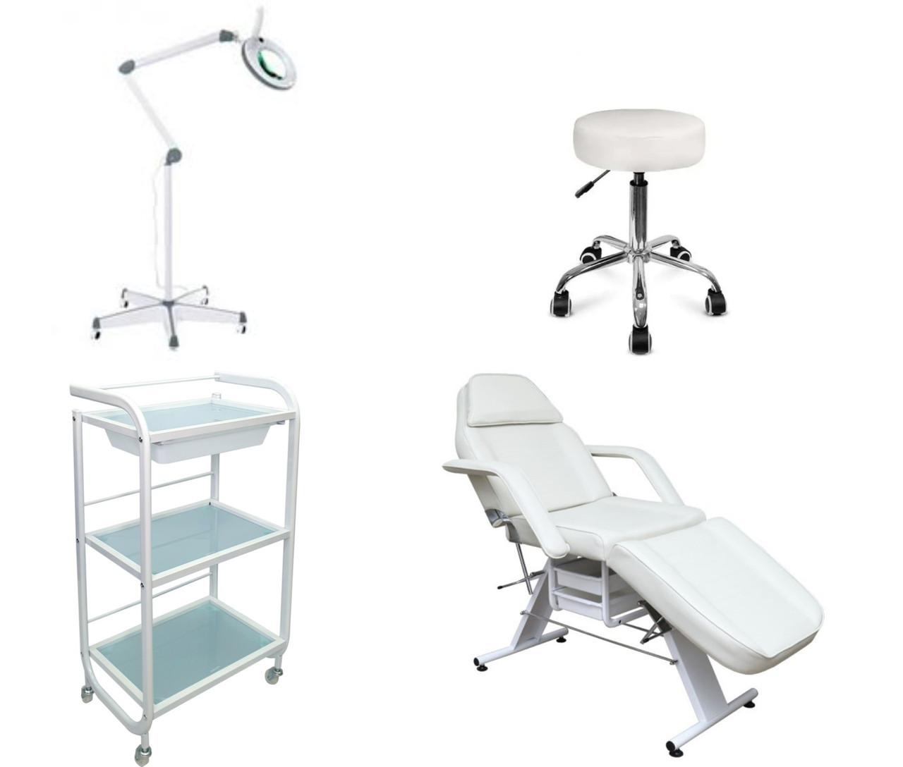 Косметологічна кушетка А 202 + лампа + табурет + столик 3 полиці, фото 1