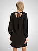 Вечірнє плаття-трапеція з довгим рукавом, на роботу, чорне, фото 3