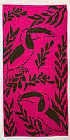 Пляжное полотенце 70*140 см, "Туканы", розовое