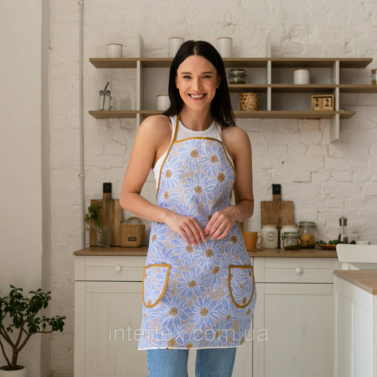 Фартух лляний "Ромашки" (75х55 см.), фото 1