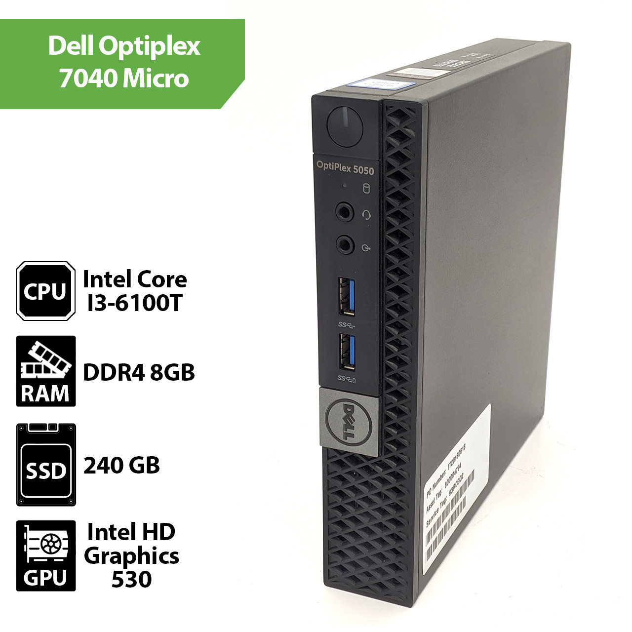 Системний блок Dell Optiplex 7040 Micro (Core i3-6100T/8Gb/SSD 240Gb), фото 1