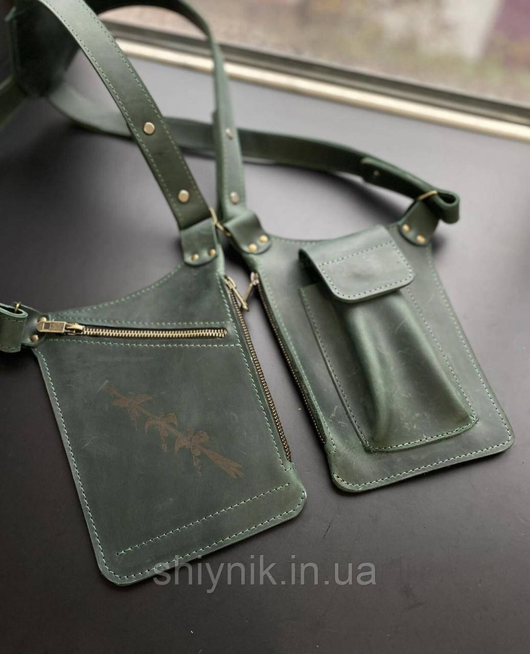 Портупея (сумка, для телефона та гаманця, кобура) зелена, фото 1