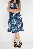 Платье без рукава женское летнее ниже колена Сарафан с цветочным принтом в больших размерах Светло-синий цвет
