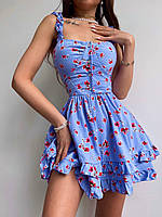 Цветочное платье бюстье в с пышной юбкой с оборками на бретелях (р. S-M) 66035295Е