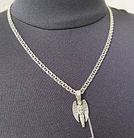Серебряная цепь с кулоном Ангел Хранитель, 50 см. Комплект, серебро 925.