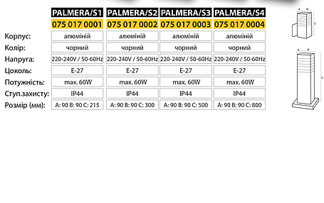 Світильник фасадний настінний "PALMERA/S1" Е27, фото 3