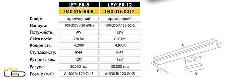 Підсвітка дзеркал-картин LED "LEYLEK-12" 12 W 4200K (040-016-0012-010), фото 3
