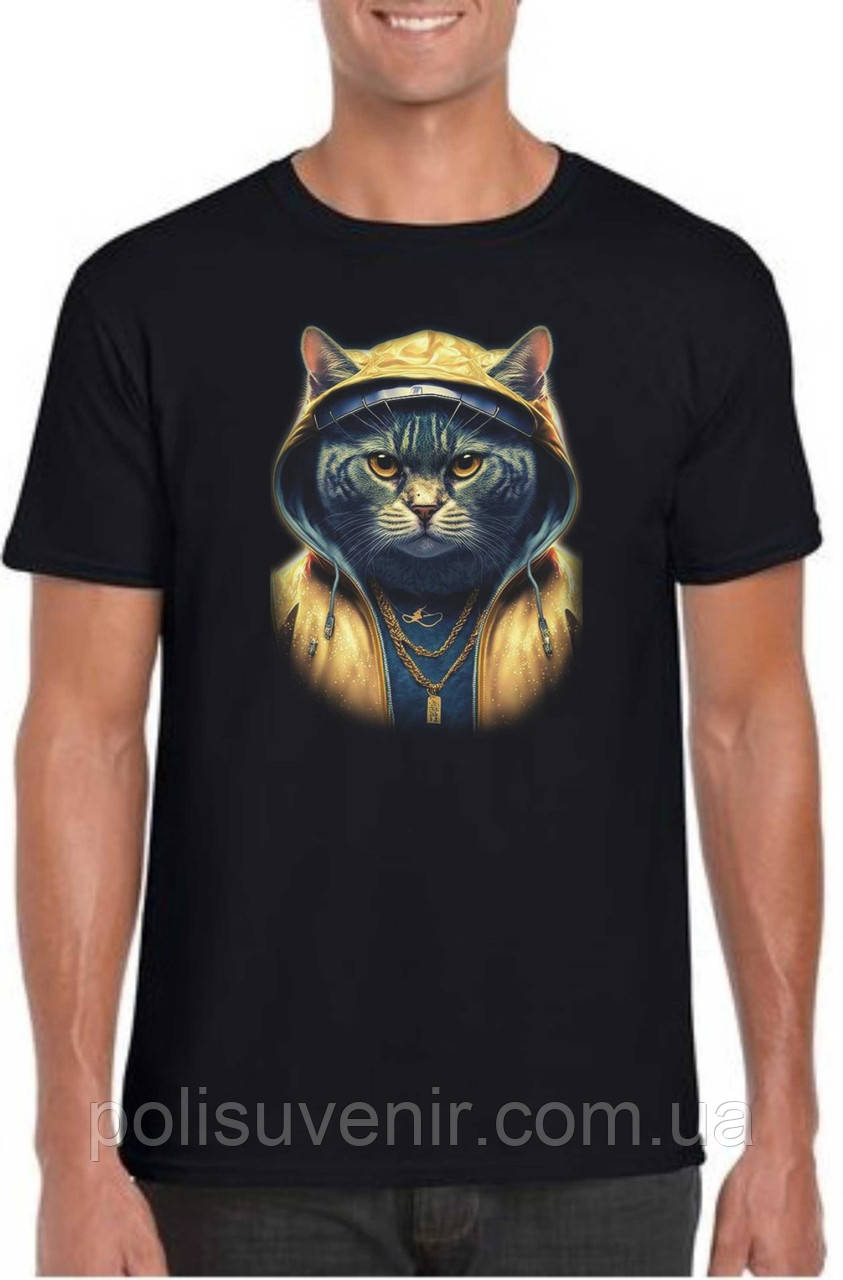 Футболка чорна унісекс з принтом, фото 1