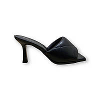 Женские кожаные сабо черные шлепанцы на каблуке HZ2050-11-1 Sasha Fabiani 1725