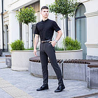 Классический мужской костюм Рубашка + Брюки 100% Molodist хаки-черный Комплект Рубашка льняная + Штаны на лето