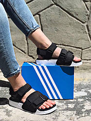 Чоловічі та жіночі босоніжки сандалі Adidas Adilette Black (Чорні) Літні Адідас Адилет текстиль легкі літо