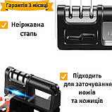 Точилка для ножа, механічна точилка для ножів та ножиць кухонна, чорна The Chestnut, фото 4