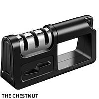 Точилка для ножа, механічна точилка для ножів та ножиць кухонна, чорна The Chestnut