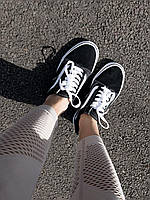 Жіночі кеди Vans Old Skool School classic літні весна-осінь повсякденні підліткові кеди (чорні з білим). Живе фото, фото 5