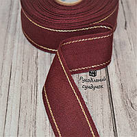 Канва-стрічка для вишивки Vaupel & Heilenbeck (Німеччина) ширина 4,3 см (бордовий з золотим кантом)